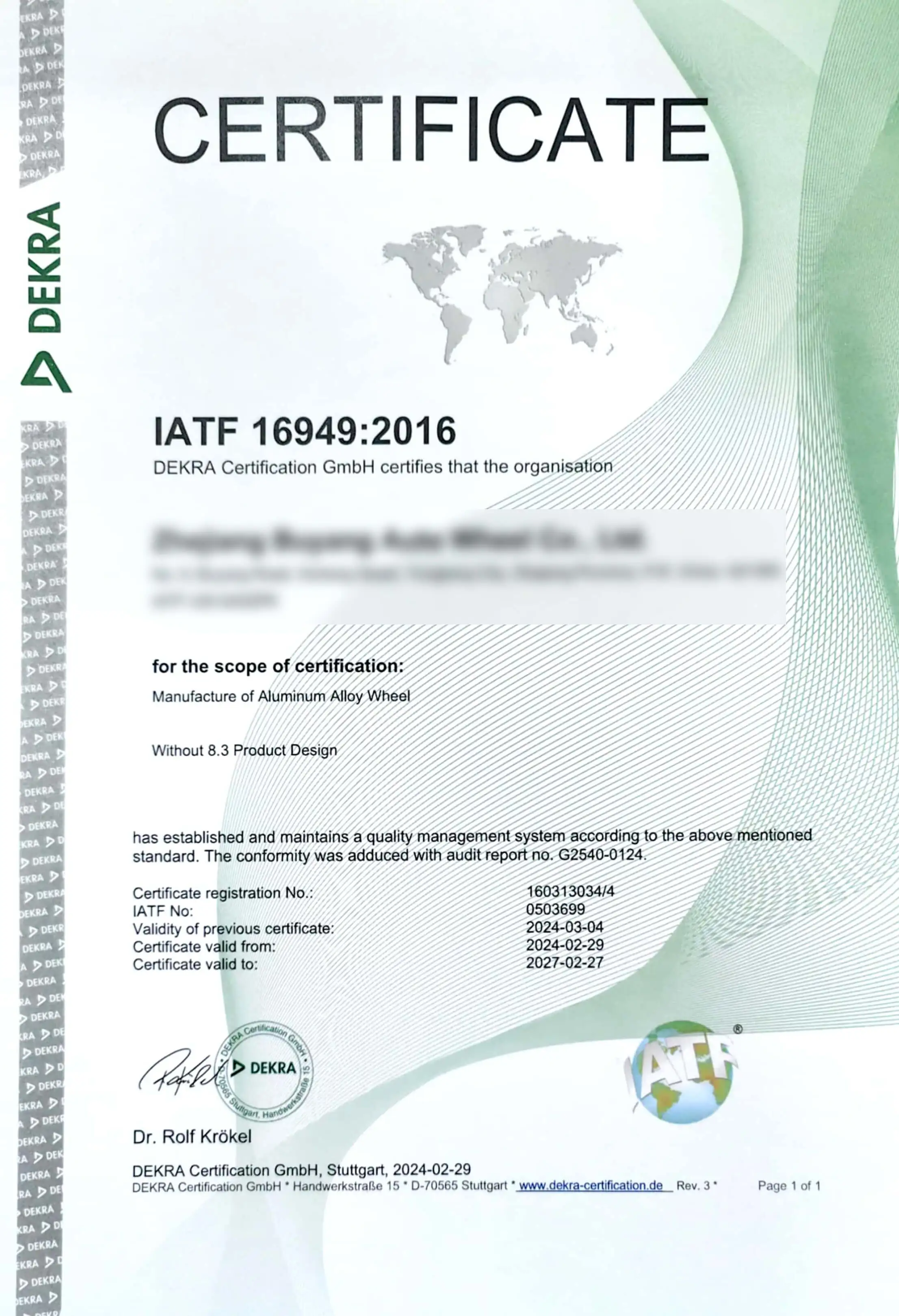 Certificat IATF16949 Certificat IATF16949 - LadneFelgi.pl
