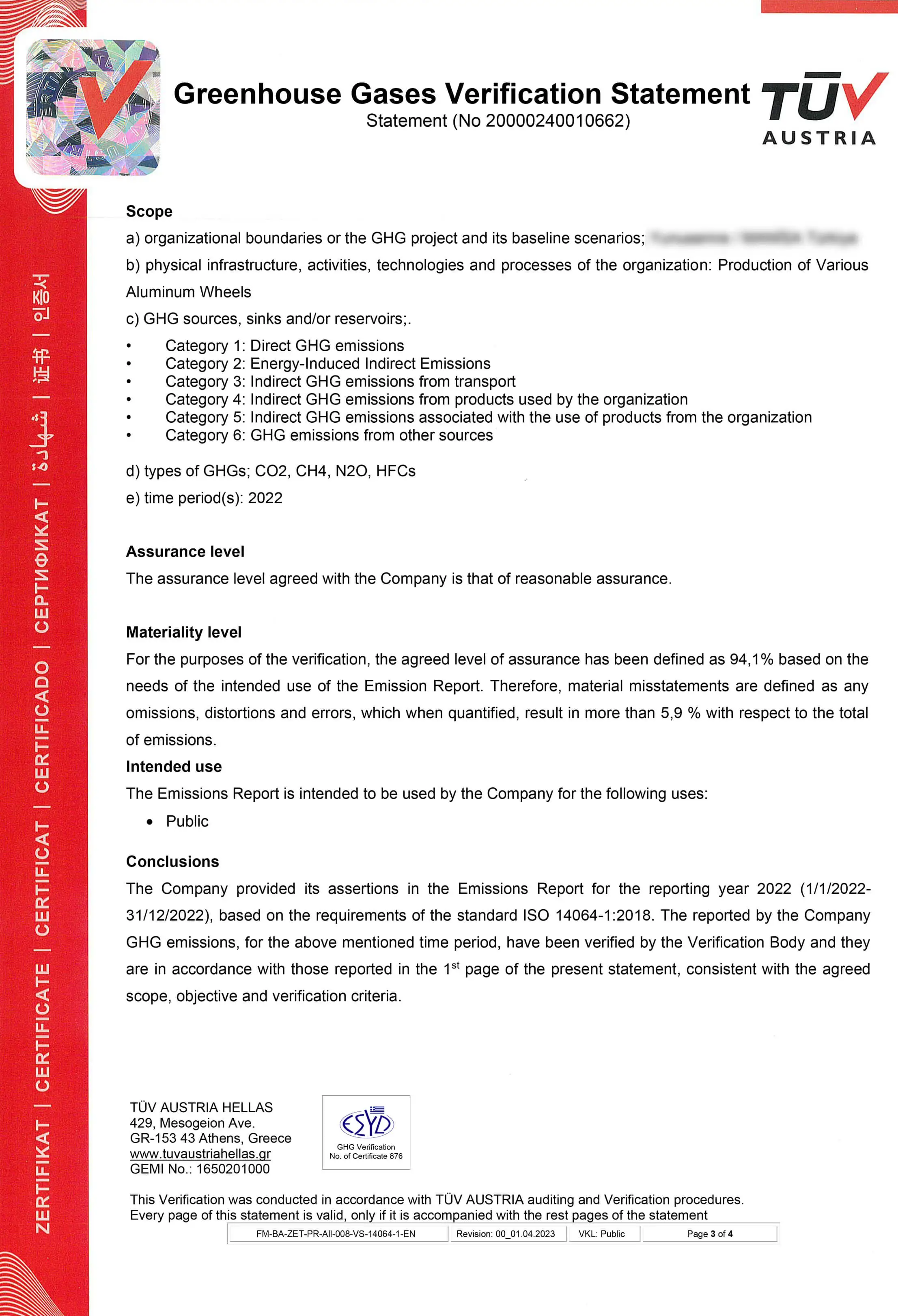 Certificat ISO 14064-1:2018 Certificat ISO 14064-1:2018 - LadneFelgi.pl