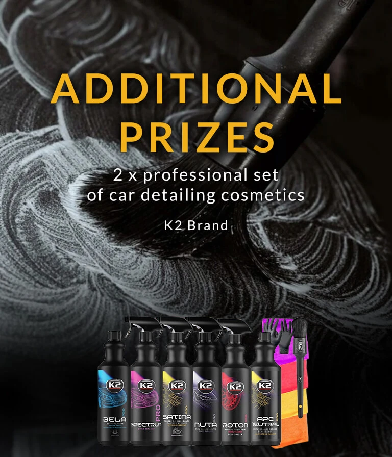 For taking second and third place in the competition organized by LadneFelgi.pl you can win a professional set of detailing cosmetics for your K2 car