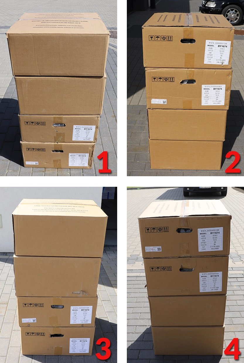Empilez les cartons les uns sur les autres et photographiez chaque côté | LadneFelgi.pl
